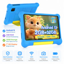 Blue Kids Tablet 7 inch Android 13 Tablet for Kids 3-12 2GB 32GB Parent Control