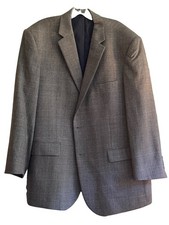 JoS. A. Bank Traveler  s Collection 46R Gray Houndstooth Wool Blazer Windowpane