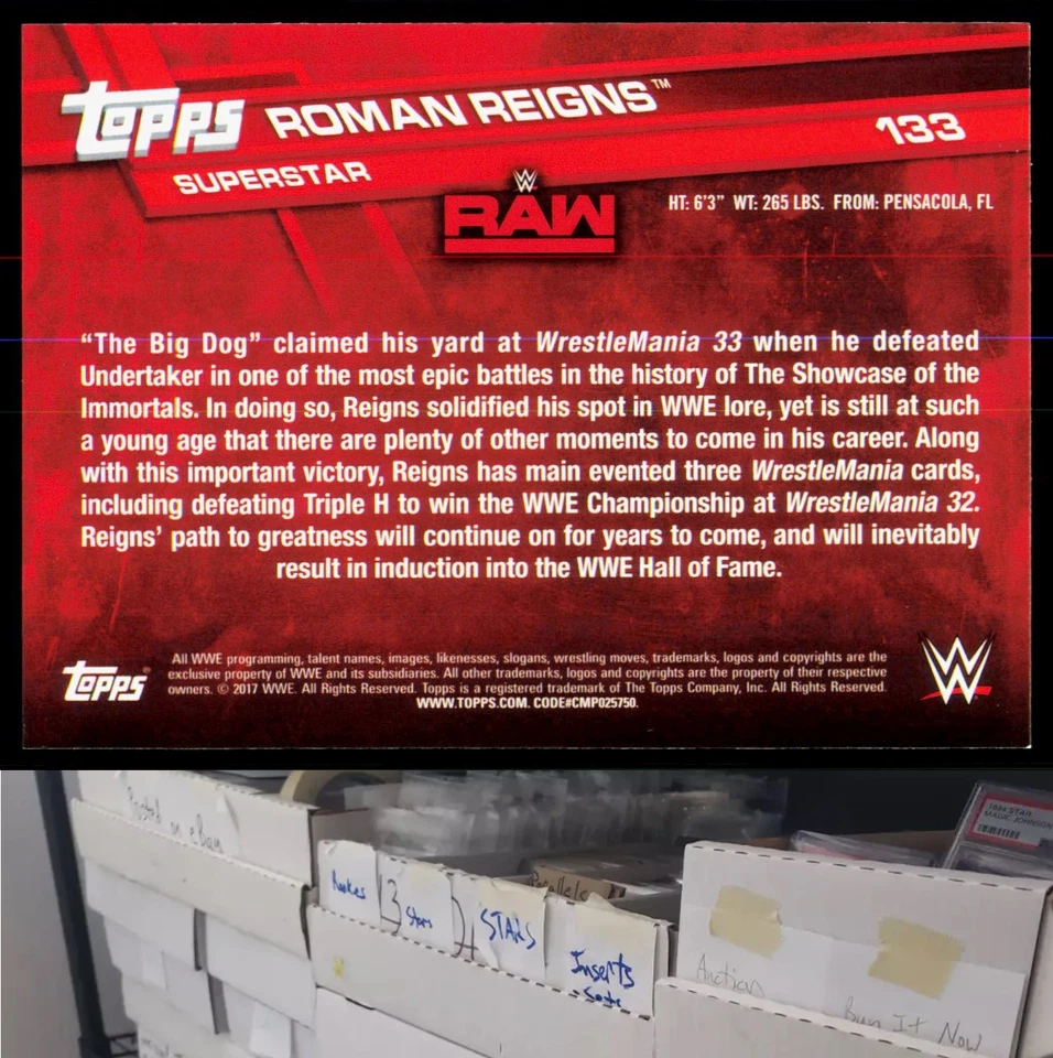 2017 Topps WWE Then Now Forever #133 Roman Reigns - JL - Image 2 of 2
