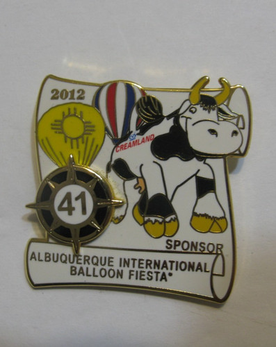 AIBF 2012 Creamland Cow OFFICIAL SPONSOR Hot Air Balloon Special Shapes pin!!