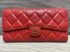 Chanel Classic Long Flap Zipper Wallet Red Orange Tinged Caviar *Aut (A1D020909)