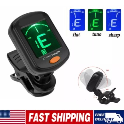 1PCS LCD Clip On Chromatic Electric Acoustic Guitar Bass Ukulele Violin Tuner