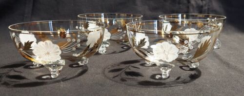 Coupes à punch en cristallin décor blanc et or série de quatre - Zdjęcie 1 z 8