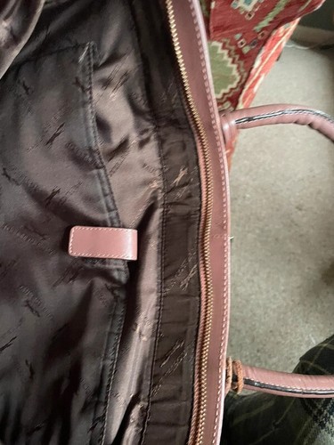 Large PAUL COSTELLOE Dusky Tan / Pink Leather Handbag. - Picture 10 of 12