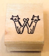 DETAILED RUBBER STAMPS RUBBER STAMP "W" ALPHABET CAT