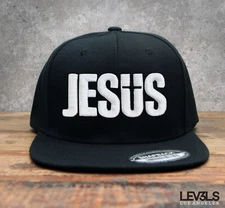 JESUS NAME BOLD 3D EMBROIDERED SNAPBACK BASEBALL CAP JESUS SAVES CHRISTIAN CROSS