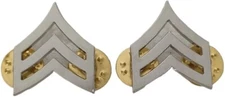PAIR  OF US ARMY Sergeant Rank  METAL DRESS LAPEL PIN BADGE SILVER  Insignia