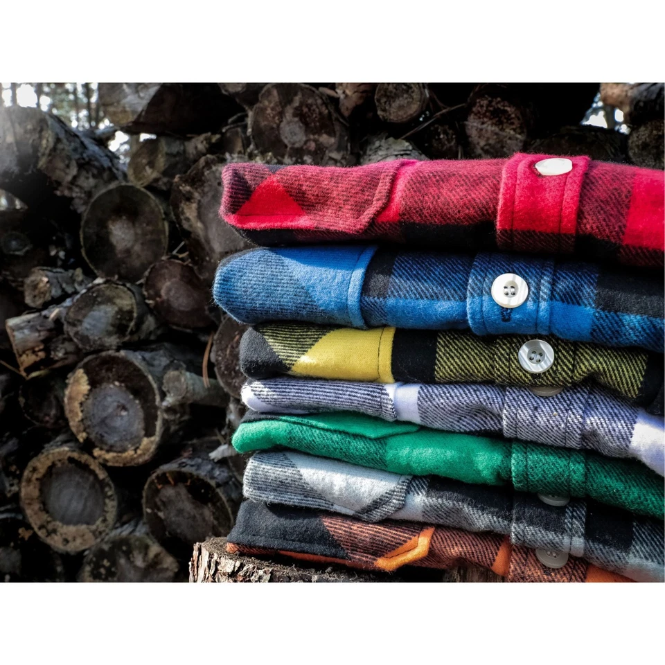 Plaid Flannel Shirt Brawny Buffalo Heavyweight Long Sleeve Checkered Lumberjack - Image 3 of 4