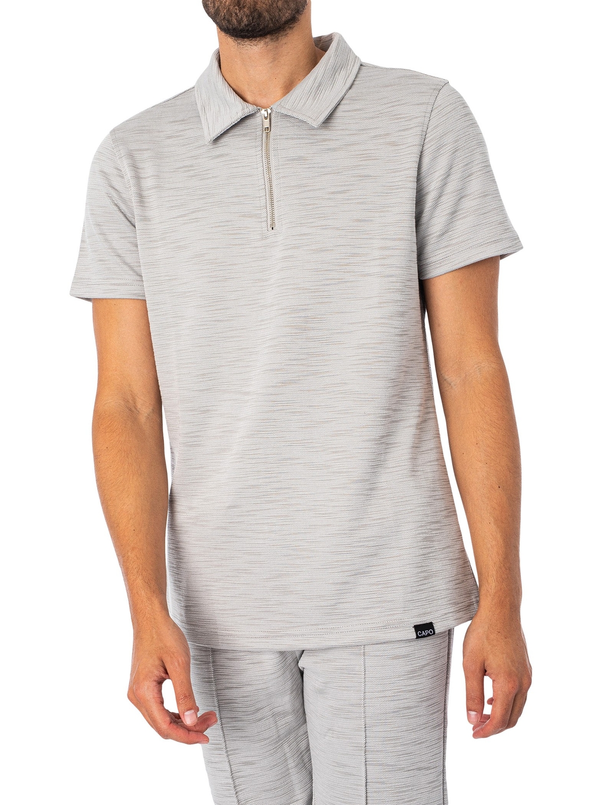 Мужская рубашка поло CAPO Interlock Slub на молнии, серый