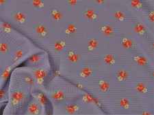 Bullet Printed Liverpool Textured Fabric Stretch Lavender Red Yellow Floral O14