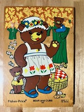VINTAGE FISHER PRICE WOODEN PEG PUZZLE. "Bear And Cubs   506
