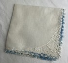Vintage TATTED LACE Wedding Handkerchief Heirloom Something Blue E Monogram