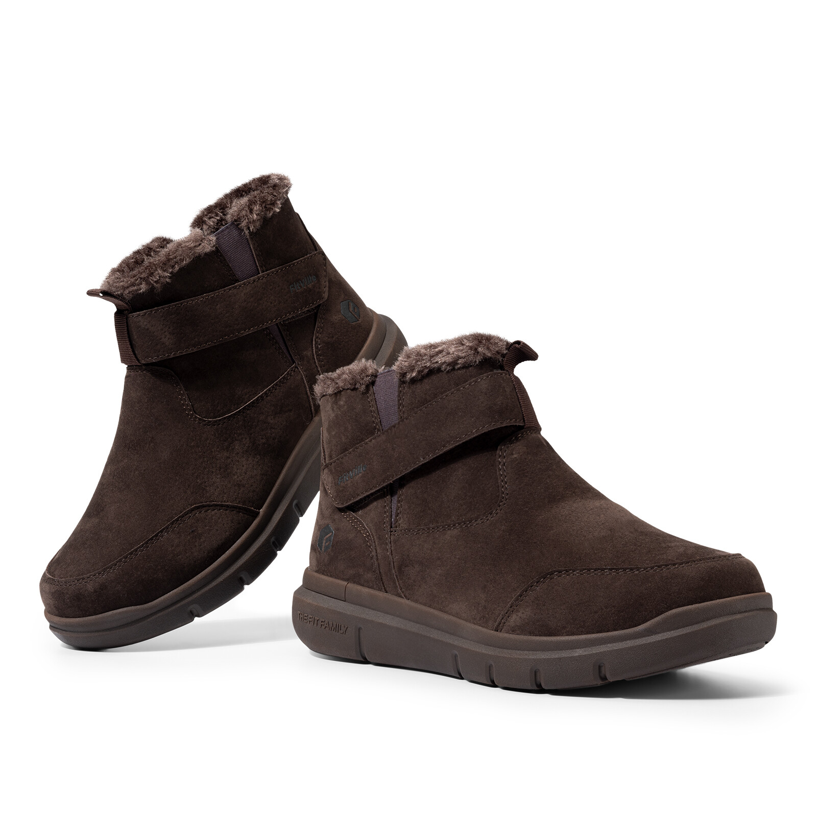 FitVille Men's Winter Boots Wide Fit Fleece Lined Ankle Snow Boots