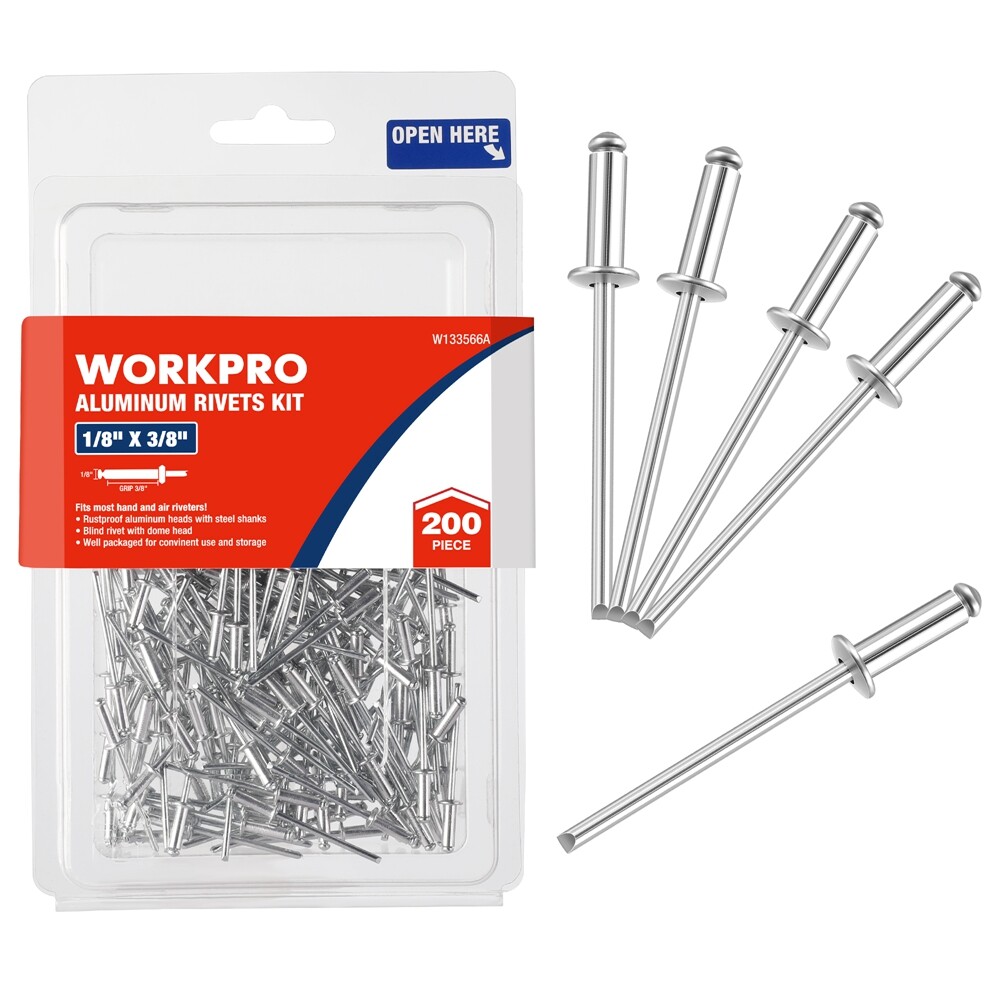 WORKPRO 200PC Aluminum Blind Rivets 1/8