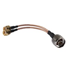 N Male Plug to Y type 2X RP-SMA Male Splitter Combiner Cable pigtail RG316 4-20"