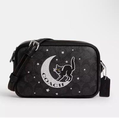 Coach Mini Jamie Camera Bag In Signature Canvas Halloween Graphic Cat  CY349