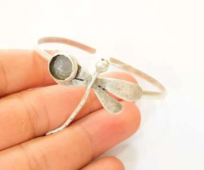 Libelle Silber Armband Rohlinge Manschette verstellbar Antik Silber Messing G8193 - Bild 1 von 4