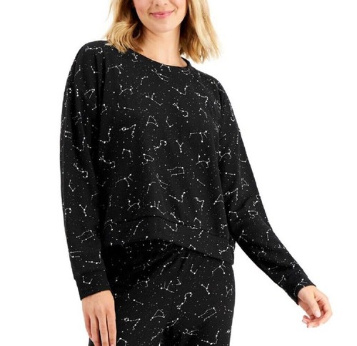 Jenni Womens Long Sleeve Waffle Pajama Top Only,1-Piece Size:XX-Large,Black