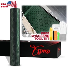PET Honeycomb Carbon Fiber Satin Venom Green Hex Vehicle Vinyl Wrap Decal Sheet