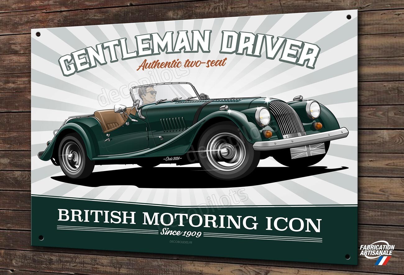 Plaque métal déco 40x30cm Roadster Morgan panneau mural en acier pour collection