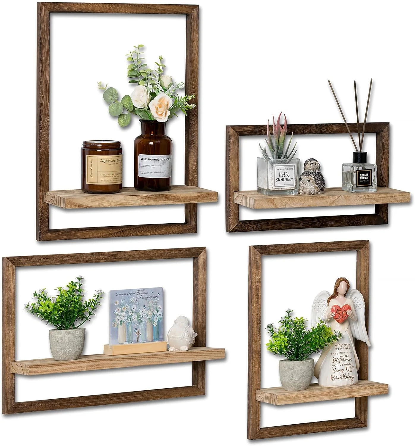 Wood Wall Shelves Farmhouse Rustic Floating Shelf Decorative Storage Shelving Wa
