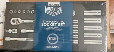 Halfords Advanced 27-teiliger metrischer Steckschlüsselsatz 1/4'' in Black Box