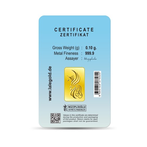 Motif Gold Bars "All Good" - Gift Bars 0.10 Grams 0.10g.0.1g Gold,999.9 - Picture 2 of 3