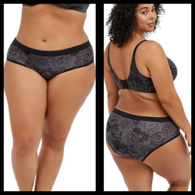 0X 12W Large Torrid Black Hipster Panty Smooth Second Skin Roses Dark Gothic