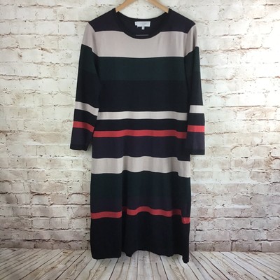 red and green striped sweater dress