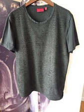 Hugo Boss Men's Black Textured Short Sleeve Crew Neck T Tee Shirt Size M