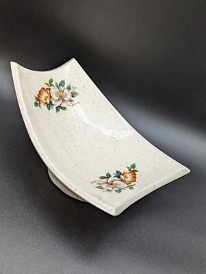 Vintage Ceramic Floral Pattern Angled Elevated Boho Theme Decor Serving  Plate