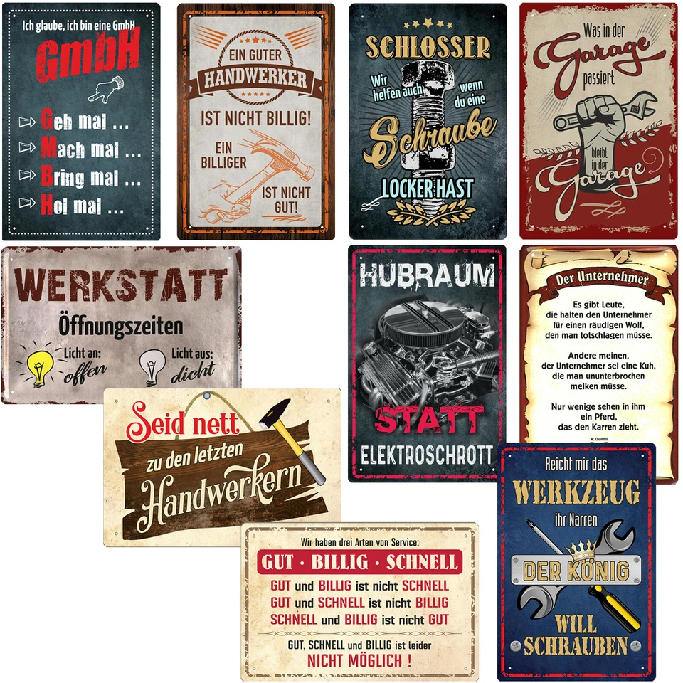 Werkstatt Blechschilder 20x30cm Garage Schrauber Handwerker Geschenke Männer