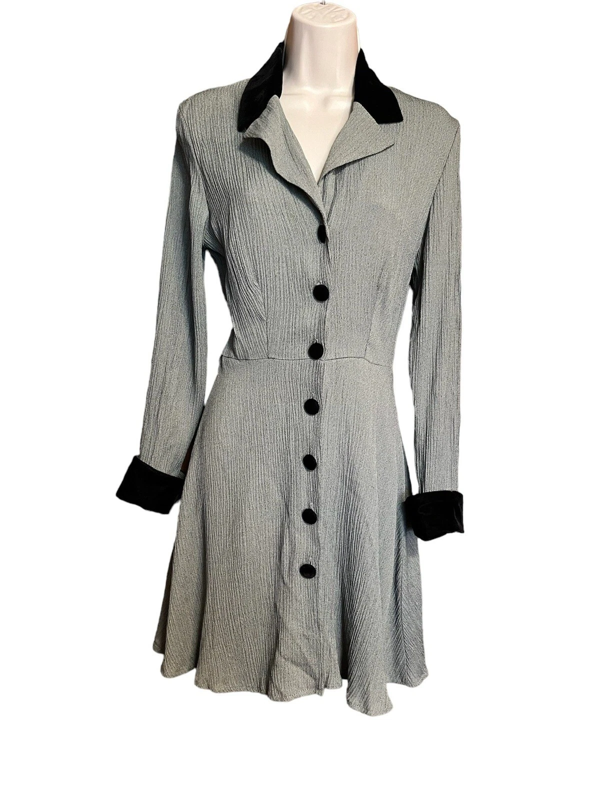 Vintage 90s City Triangles Button Up Long Sleeve Dress
