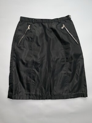 PRADA 1994年 ナイロンスカート ジッパーポケット付き 黒 サイズM PRADA - PRADA 1994年 ナイロンスカート ジッパーポケット付き