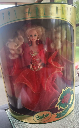 Rare 1993 Barbie Happy Holidays Special Edition Doll NRFB Red Dress 