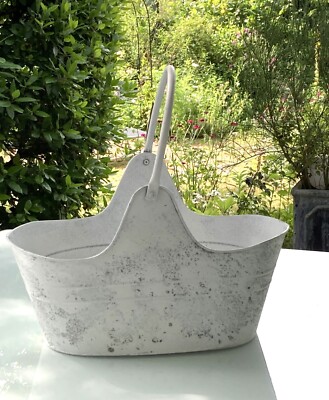 Clayre & Eef Großer Shabby Übertopf Blumenkübel Pflanzkorb Metall Weiß, 40 cm