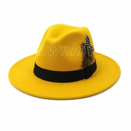 Herren Damen Wolle klassisch breite Krempe Wollfilz Hut Panama Trilby Kappe mit Band - Bild 9 von 35