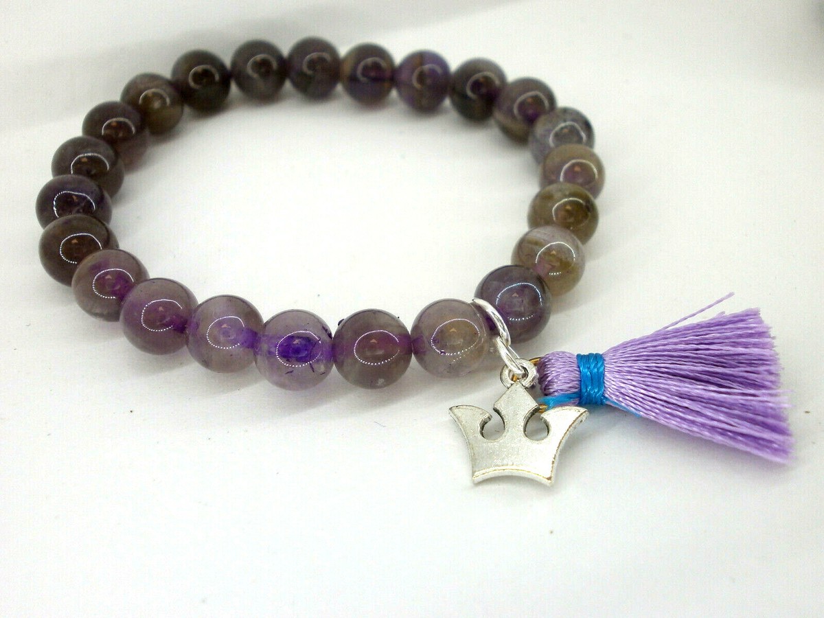 2019- Bracelet artesanal Stone Natural 100% -amatistas And Charm Corona