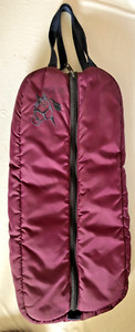 BURGANDY BRIDLE HALTER BAG, LINED AND PADDED 27"L X 12"W X 3"D