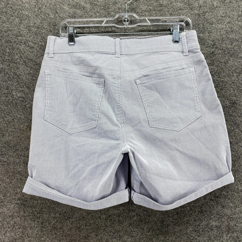 Nuevos Pantalones Cortos Riders Mujer M Medianos Azul Rayas Tiro Medio Bolsillos con Puños Algodón Foto 2 de 4