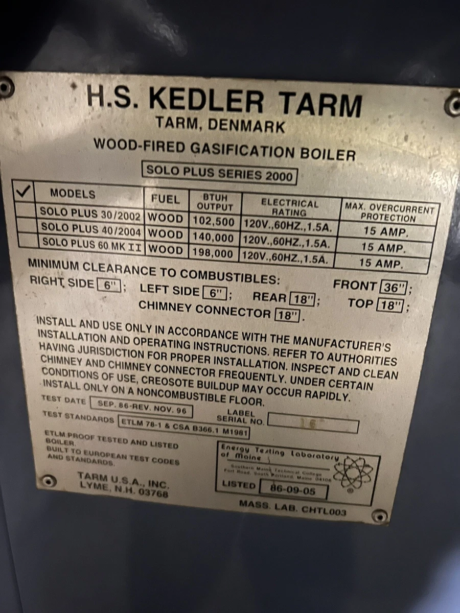 HS Tarm Solo Plus indoor wood boiler used | eBay