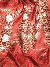 Red/gold Floral Chinese Brocade Fabric 45” Wide Upholstery Dress Jacket New
