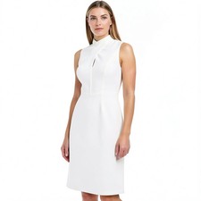 Calvin Klein Womens Sleeveless Cross Sheath with Center Front Keyhole Dress, 8