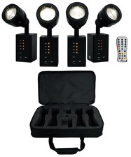 Chauvet DJ Ezpin Zoom Pack Pin Spot Kit w/ 4 Rechargeable Fixtures Remote Bag