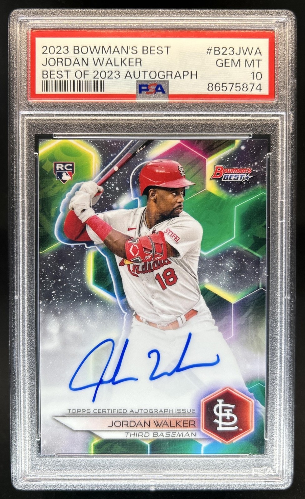2023 Bowman's Best Jordan Walker Auto RC #B23-JWA Cardinals PSA 10 GEM MINT