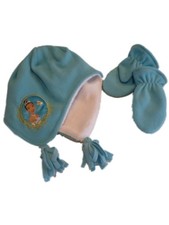 Disney Toddler Girls Blue Fleece Princess Tiana Hat  Mittens Set