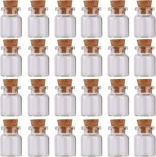 MaxMau 24pcs Mini Glass Bottles with Cork Stoppers 5ml DIY Art Crafts Clear
