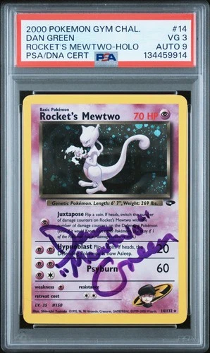 2000 POKEMON GYM CHALLENGE HOLO #14 ROCKET'S MEWTWO PSA 3 AUTO 9