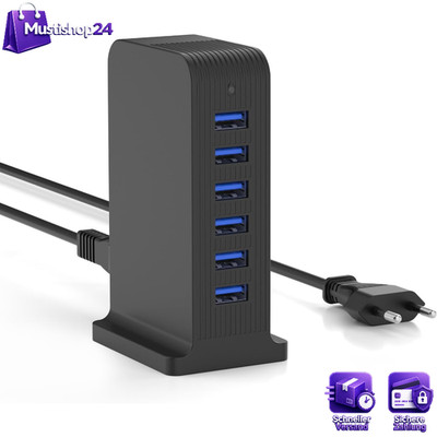 USB Ladestation 25W 6-Port Schnellladestation Kompakt für iPhone iPad Samsung