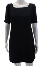 Ann Taylor Womens Puffy Short Sleeves Knee Length Dress Navy Blue Size 0